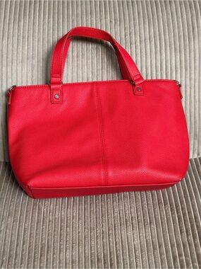 Jewell by Thirty-One Red Pebbled Leather Tote Bag - Work & Travel